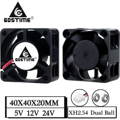 1pcs Gdstime DC 5V 12V 24V 40x40x20mm Ball Bearing Heatsink Cooling Fan 4020 40x20mm 4cm Smart Radiator Cooler Brushless Fan
