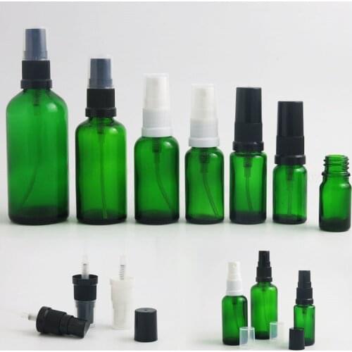 12 x Refillable Green Glass Perfume Bottle Essential Oil Bottles With Fine Mist Spray 100ml 50ml 30ml 20ml 15ml 10ml 5ml