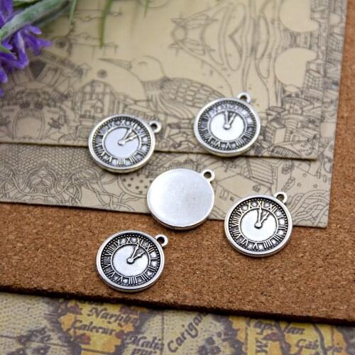 20pcs--27x24mm Antique Silver Plated Clock Charms Pendants for Jewelry Making DIY Handmade Craft