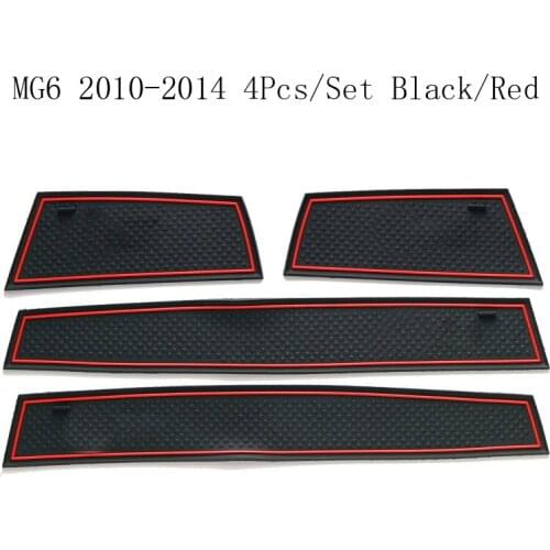 4pcs Car Gate Slot Water Coasters Storage Pad Non-slip Door Groove Mat for MG 6 MG6 2010 2011 2012 2013 2014 Interior Accessory