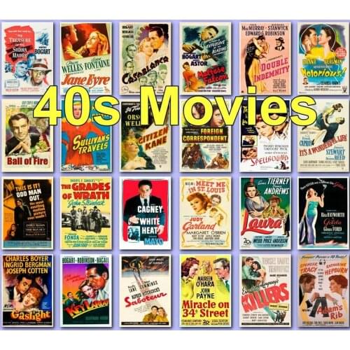 42style Choose Classic Vintage Movie 1940s 40s Art Film Print Silk Poster for Your Home Wall Decor 24x36inch