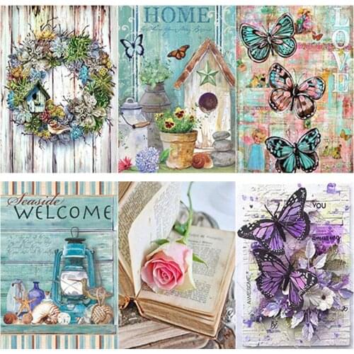 5D DIY Diamond Painting Background Wall Cross Stitch Flowers Diamond Embroidery Full Square Round Drill Home Decor Manual Gift