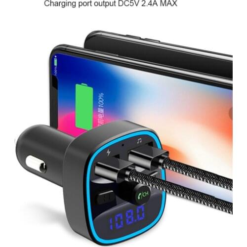 Car Fast Charger Wireless FM Transmitter Intelligent Voice Navigation Bluetooth MP3 Music Player Adapter Dual USB Charger LCD