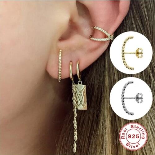 BOAKO 100% 925 Sterling Silver Stud Earring For Women Personalized Piercing Long Line Big Earrings Girl Lovers' Gift Pendientes