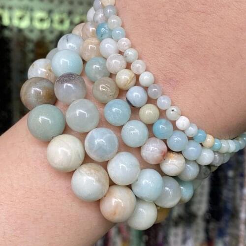 Natural Stone Beads Multicolor Amazonite Round Loose Beads For Jewelry Making Diy Bracelet Charms Accessories 4 6 8 10 12mm 15