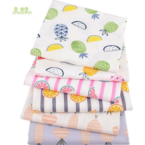 Chainho,6pcs/Lot,Fruits&Vegetables,Printed Twill Cotton Fabric,Patchwork Cloth For DIY Sewing Quilting Baby&Childrens Material