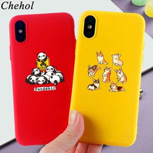 Panda Dog Phone Case for IPhone 11 Pro X XS MAX XR 8 7 6s Plus Cute Cartoon Case Soft TPU Silicone Box Back Covers Accessories