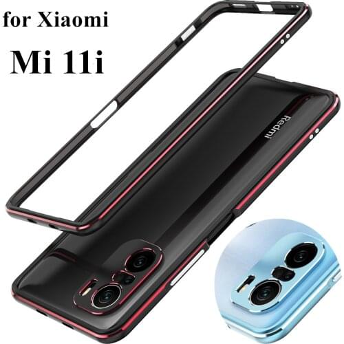 Case For Xiaomi Mi 11i Luxury Deluxe Ultra Thin aluminum Bumper for Xiaomi Mi 11i 11X Pro + 2 Film (1 Front +1 Rear)