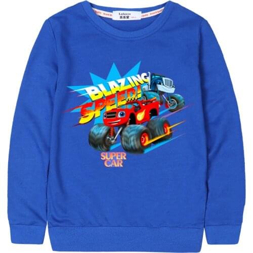 Cartoon Car Kids Autumn Sweatshirt Boys Graphic Pullover Tops Little Boys Spring Tops 100% Cotton Coat