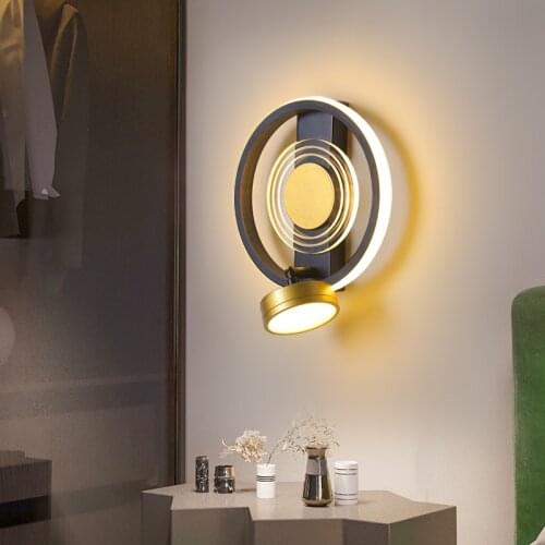 Background Wall Golden Black Wall Lamp Modern Light Luxury Adjustable Lamp for Living Room Master Bedroom Bedside Aisle Corridor