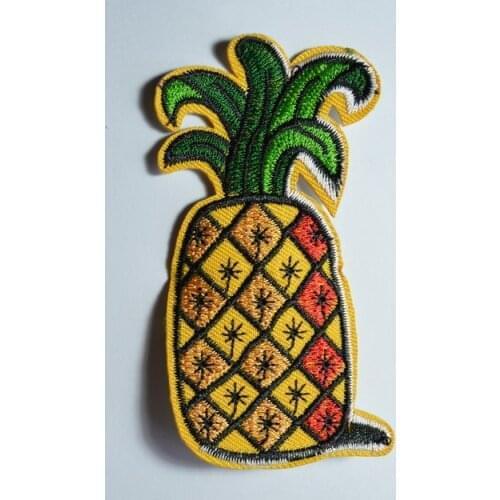 Hot! Pineapple tropical fruit embroidered applique iron on patch (Size is about 5 * 9.2 cm)