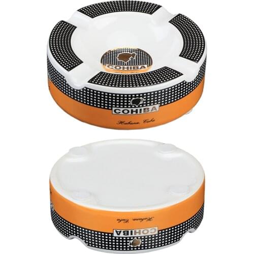 Classic COHIBA Ceramic Cigar Ashtray Large Home Ashtray 4 Holder Smoking Ash Tray Travel Cigarette Cigar Ashtray Table Decor