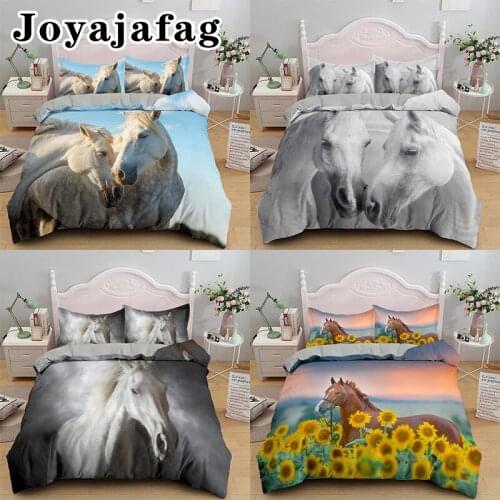 Horses Printed Duvet Cover Set Twin Full Queen King Bedding Sets Soft Fabric Bedclothes Drop Shipping
