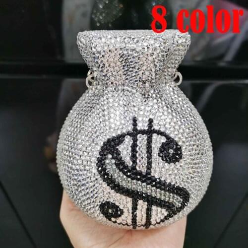 Silver Money Purse Party Prom Handbags Rose Gold Dollar Ladies Evening Bags Day Clutches S11
