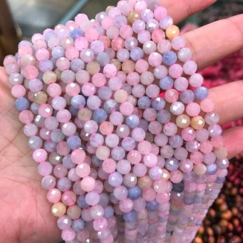 6mm Round Faceted Natural Morganite Stone Beads For Charm Bracelet Jewelry Making Loose Real Morgan Stone Beads Strand 15