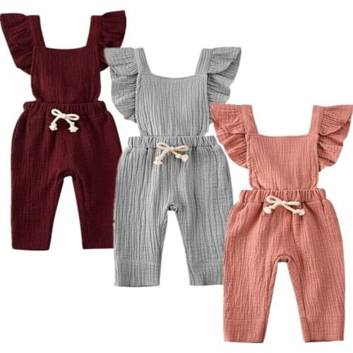 Lioraitiin 0-3Years Newborn Toddler Kid Baby Girl Clothes Ruffle Romper Summer Sleeveless Jumpsuit Girl Fashion Outfits