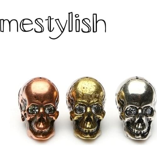 Mestylish Latest Design Micro Inlay CZ Antique Copper Skull DIY Charms Bead Fit Making Jewelry Bracelet Necklace Pulseira