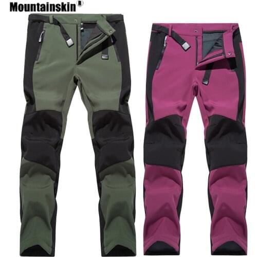 Mountainskin Winter Men Women’s Softshell Hiking Fleece Pants Outdoor Thick Windproof Thermal Camping Trekking Trousers VA810