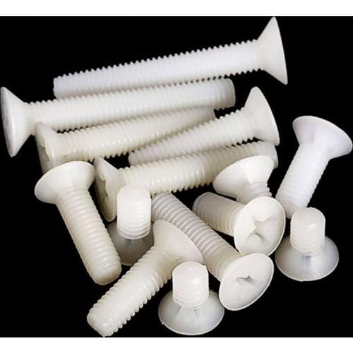 Nylon Countersunk Head Screws White Plastic Phillips Flat Head Bolts M2.5-M8