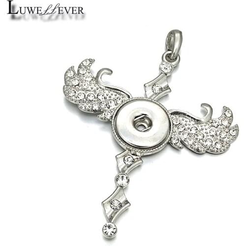 New Cross Crystal Pendant Interchangeable Ginger Necklace 244 Fit 18mm Snap Button Charm Jewelry For Women Gift