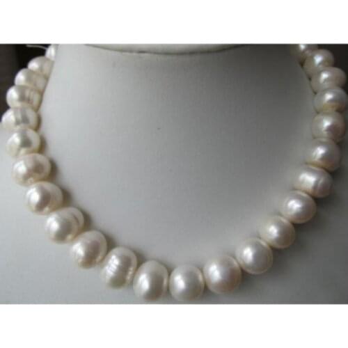 Huge 17"11-12MM NATURAL SOUTH SEA BAROQUE WHITE PEARL NECKLACE ^^^@^Noble style Natural Fine jewe