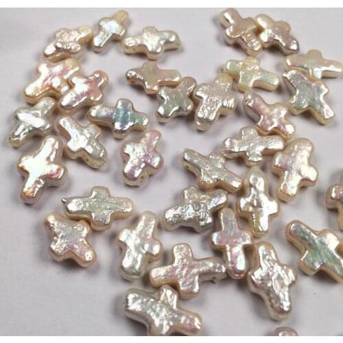 Natural Freshwater Pearl Pendant Cross shape Isolation Punch Loose Beads For jewelry making DIY Necklace Bracelet Accessories