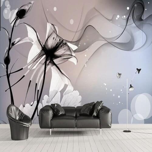 Custom Photo Wallpaper 3D Abstract Smog Lily Flower Mural Living Room TV Sofa Bedroom Art Wall Painting Papel De Parede Frescoes
