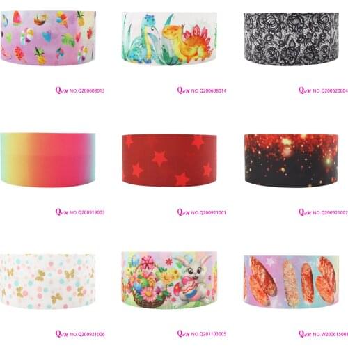 Q&N Ribbon 22mm~75mm Cartoon Fruit Colorful Printed Grosgrain Ribbon Accessories DIY Material For Hair Tie Free Shipping