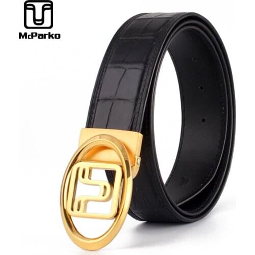 McParko Original Brand Men Belt Leather Genuine Crocodile Belts For Men Business Luxury Suit Belt Strap Real Croco Leather 3.8CM