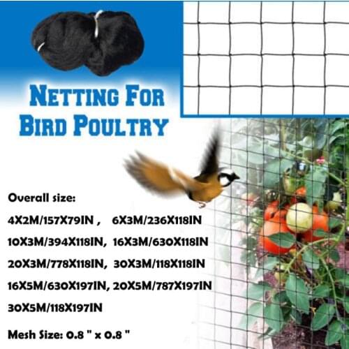 0.8"Bird-Preventing Net Mesh Square Anti Bird Dogs Eagle Mesh for Fruit Crop Plant Tree Garden Barrier Pond Netting Garden Tool