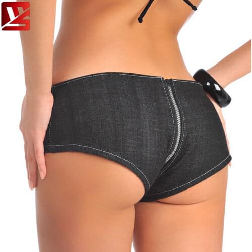 MEISE Sexy Zipper Open U Crotch High Cut Hot Short Low Waist Moto Biker Jeans Shorts Vintage Cute Mini Short Plus Size Women F47