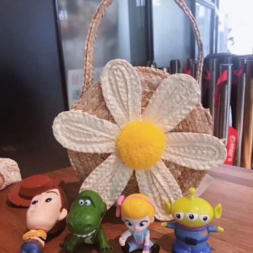 Wind daisy flower bag straw woven bag hand-woven hand bag cute one-shoulder small satchel