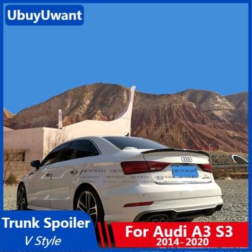 UBUYUWANT Rear Trunk Spoiler For Audi A3 Sedan S3 Spoiler 2014-2020 ABS Material Primer Color Car Tail Wing Decoration V Style