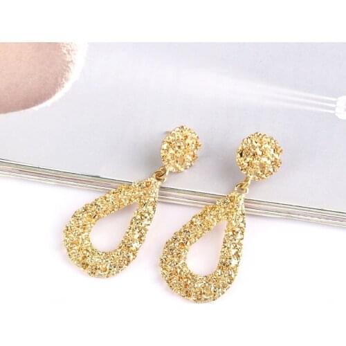 HOCOLE Vintage Gold Earrings For Women ZA 2019 Geometric Statement Metal Hanging Drop Earrings Female Party Jewelry Wholesale