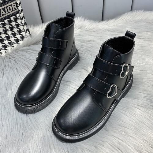 Women Rubber Ankle Boots Ladies Leather Shoes for Women Flat With Fur Short Plush Boots Female Retro Casual Shoes