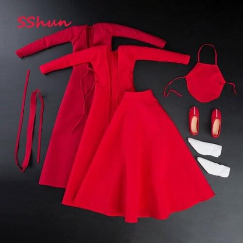 VCL-1003 1/6 Scale Female Soldier Doll Costume Red Dress Set Model Toys For 12'' Action Figure Body DIY