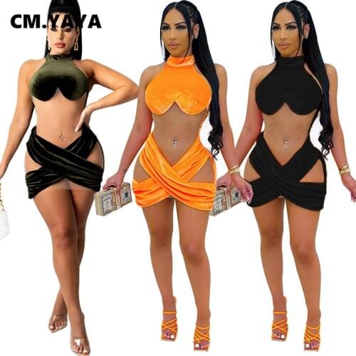 CM.YAYA Women Velvet Mesh Patchwork Bodycon Midi Dress Sexy Night Party Clubwear Sleeveless Summer Pencil Mini Dresses