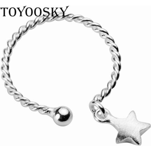 Twist 3D Guardian Star 925 Sterling Silver Little Finger Ring Tail Ring Best Friend Love Galaxy Party Women Rings Wholesale