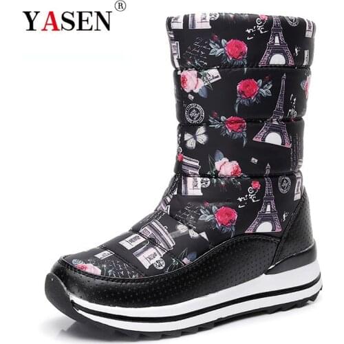 Russia winter boots women warm snow boots round toe fur plush ladies fashion winter shoes waterproof botas mujer size 36-40