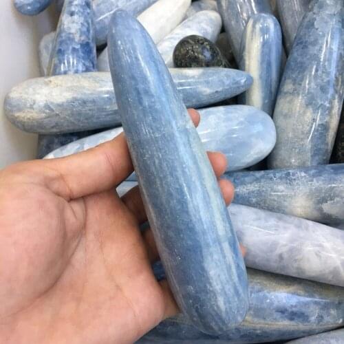 100% Large Natural Blue Celestine Massage Wand Polished Stone Yoni Wand Crystal Healing Reiki Metaphysical Powerful Meditation