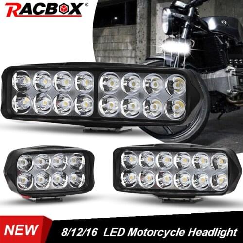 Racbox 2pcs Motorcycle LED Spotlight Fog Lights Headlight Driving Work Waterproof 12V for Motorbike Scooter trucks ATV UTV
