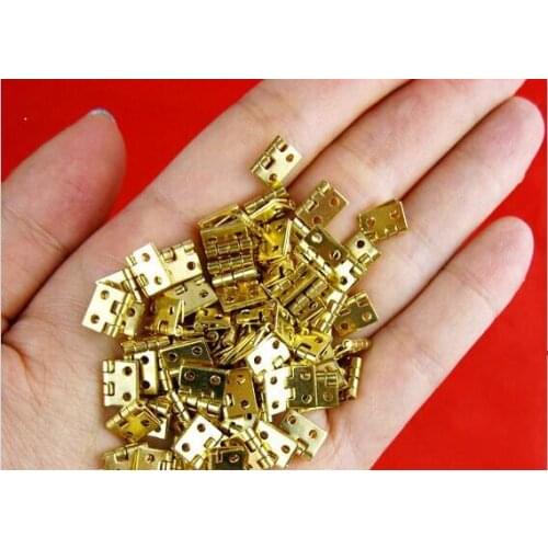 30pcs/lot Mini Cabinet Drawer Butt Hinge copper gold small hinge 4 small hole 8*10 copper hinge With screw
