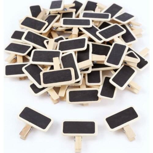 50pcs/lot Wooden Mini Note Blackboard Clamps Retangle Chalkboard Blackboard Clip Tag Message Board DIY For Party Paper Photo