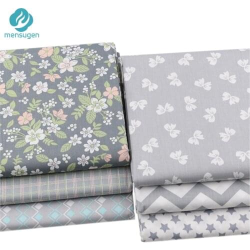 50cm*160cm Grey Floral Printed Cotton Fabric For Patchwork Quilting Dresses Sewing Baby Bedding Needlework Crafts Cloth Material