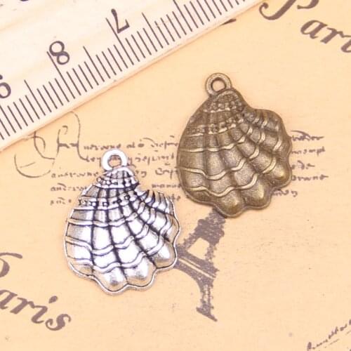14pcs Charms shell 19mm Antique Pendants,Vintage Tibetan Silver Jewelry,DIY for bracelet necklace