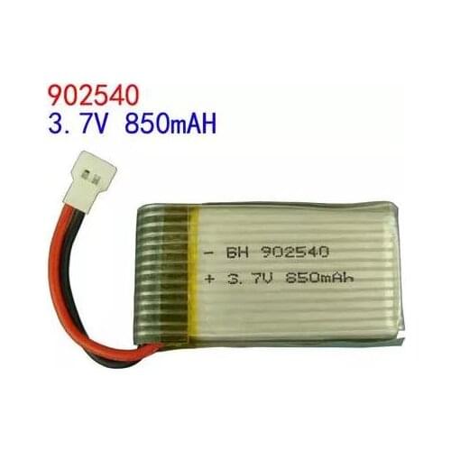 Free ship 3.7v 850mah 902540 lithium ion polymer battery li-po lipo battery remote control helicopter aircraft drone battery