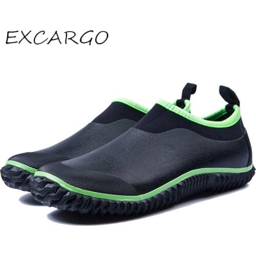 EXCARGO 35 -46 Rainboots Men Rubber Shoes Round Toe Shallow Slip On Shoes For Men 2019 Spring Autumn Solid Casual Rainbooots Sho