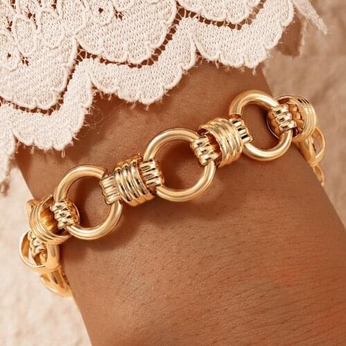 Chain Bracelet Easy to Carry Skin-friendly Metal Punk Hollow Geometric Bracelets for Daily Wear