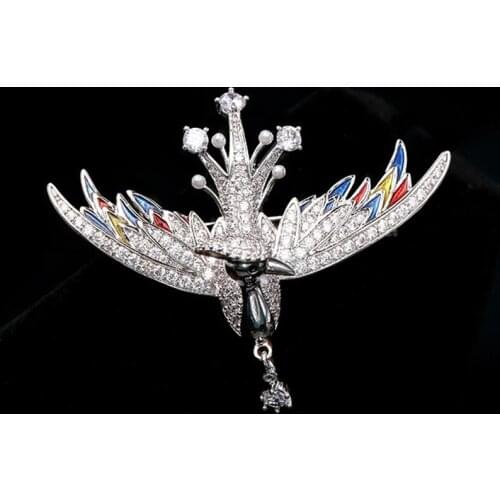 Fashion Beautiful Enamel Bird Brooch With Cubic Zirconia High Quality Metal Gold Plated Brooches Pins For Womens Clothing