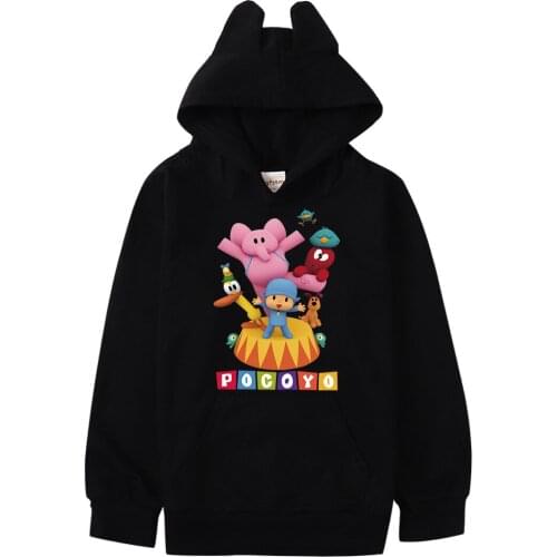 Kids Pocoyoe Hoodies Boys Girl Clothes Fashion Cartoon Sweatshirt Long Sleeve Hooded Cotton Coat Autumn Jacket for Baby Children
